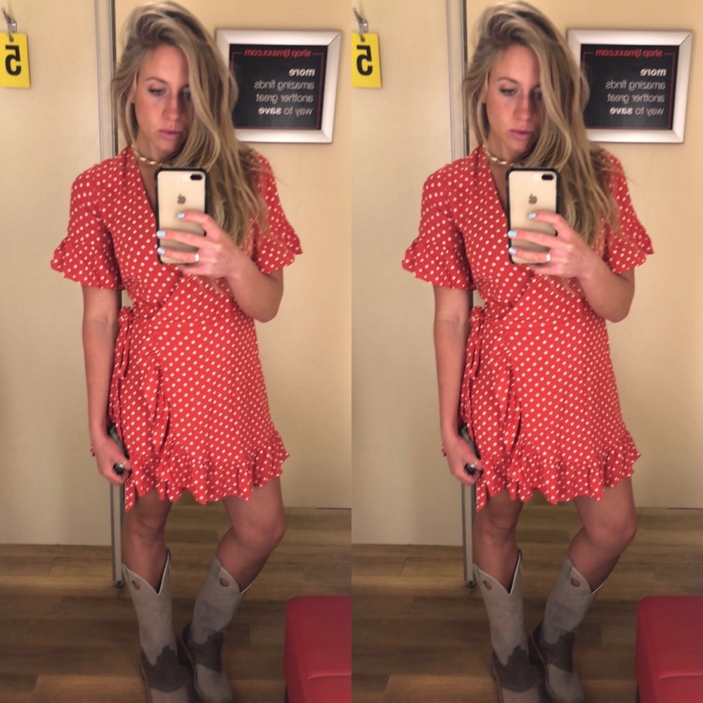 Red Polka Dot Wrap Dress (Privacy Please) 🌹